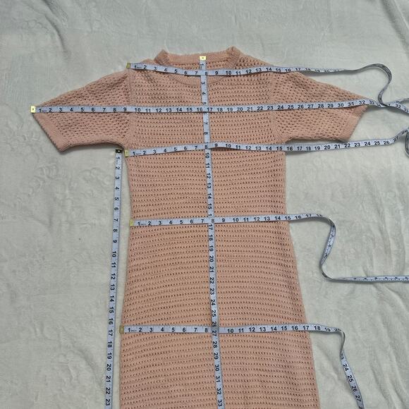 Lauren Manoogian Crocheted Cotton-Blend Midi Dress Petal Peach Pink Size 1 Small - Picture 13 of 16